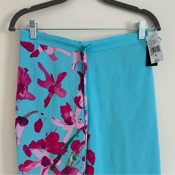 Natori Womens Pants Small Blue Pink Floral Preppy Tapered Silhouette Casual Chic - Picture 3 of 16